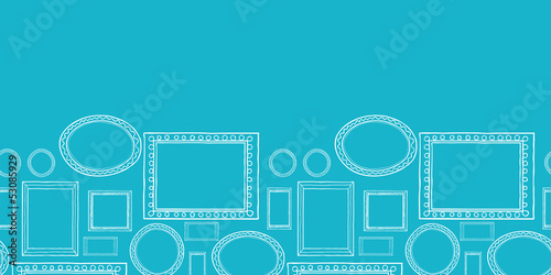 Vector Blue blank picture frames seamless pattern background