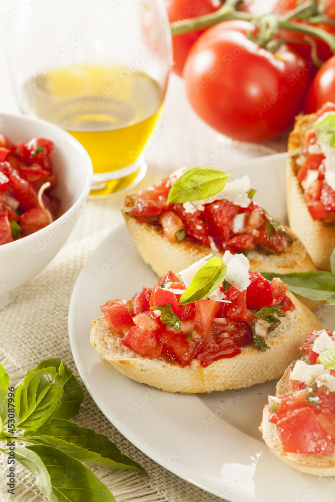 Homemade Tomato and Basil Bruschetta