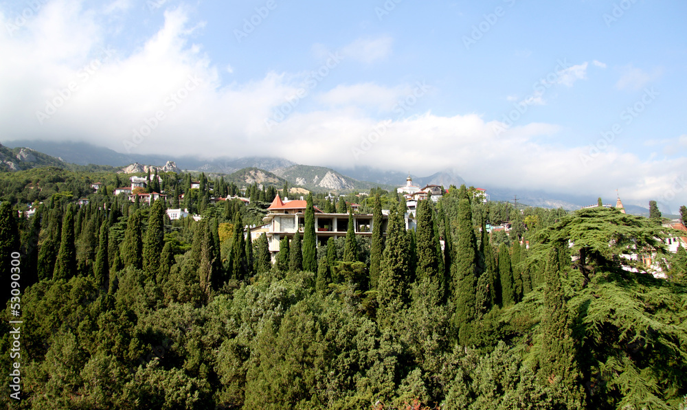 Fototapeta premium View of the mountains in Crimea in Simeiz