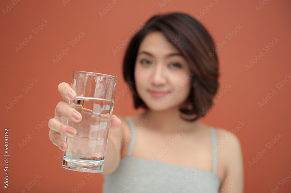 healthy young woman holding with glass of drinking water healthy young woman holding with glass of drinking water