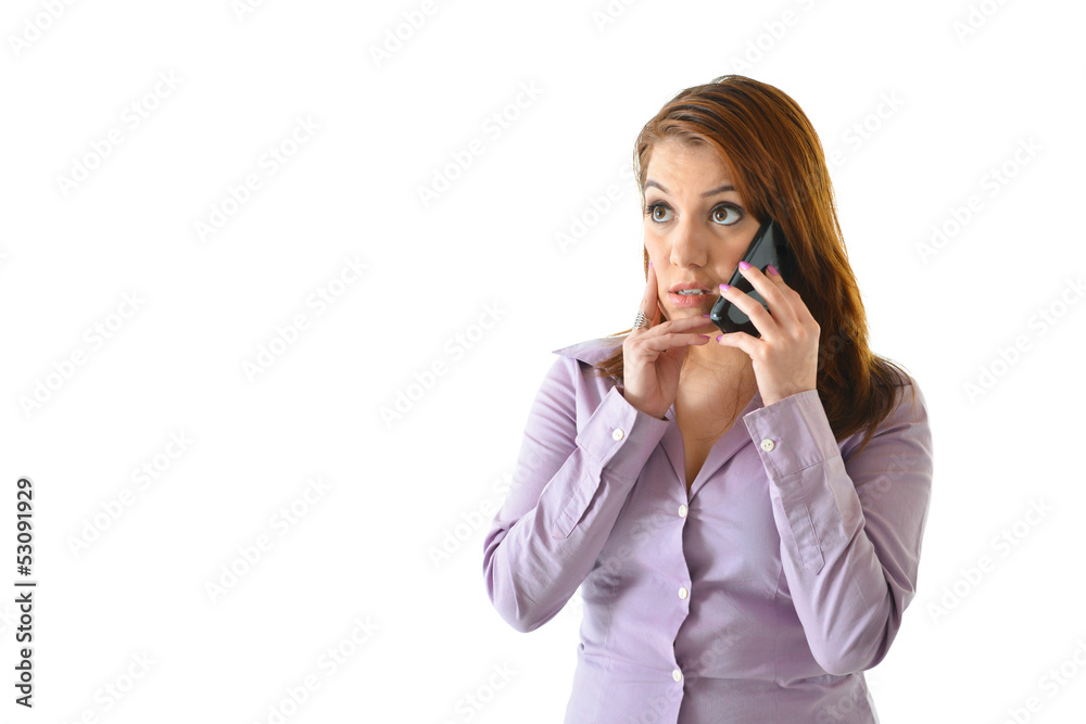 Concerned Business Woman on Phone Concerned Business Woman on Phone