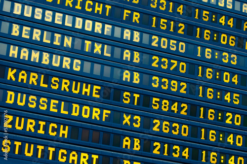 departure - arrival information flight board at the airport photo