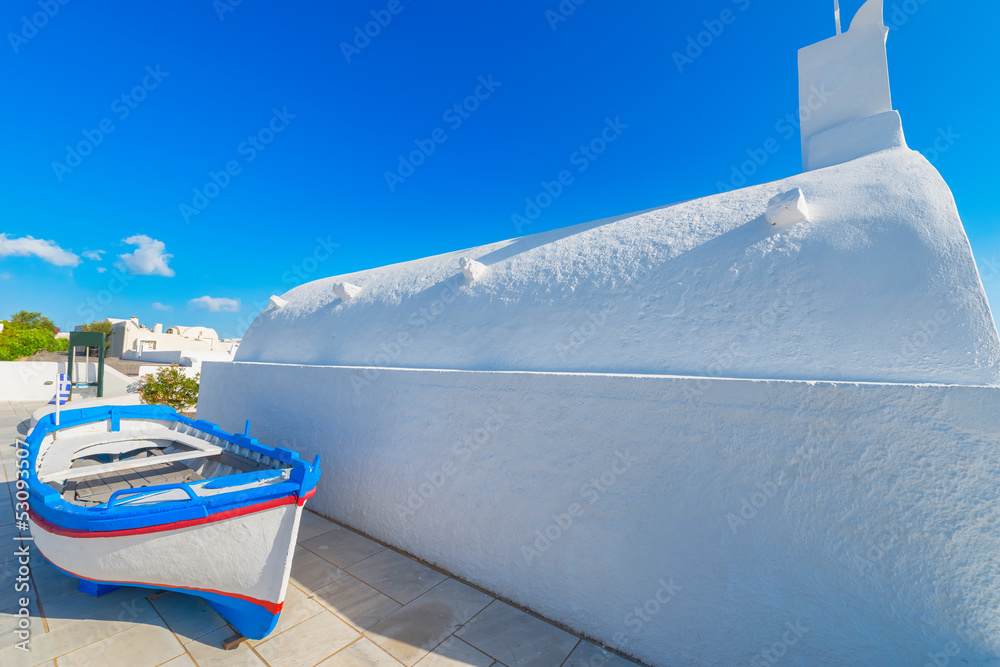 Fototapeta Grecja Wyspa Santorini w Cykladach, tradycyjne białe umyte vi