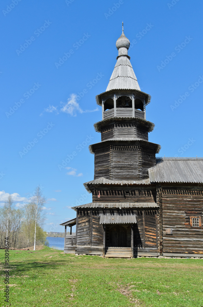 Wooden church in Vitoslavlitsy Museum in Novgorod, Russia