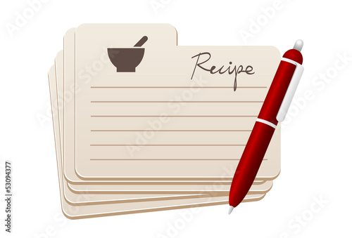 recipe card with red pen