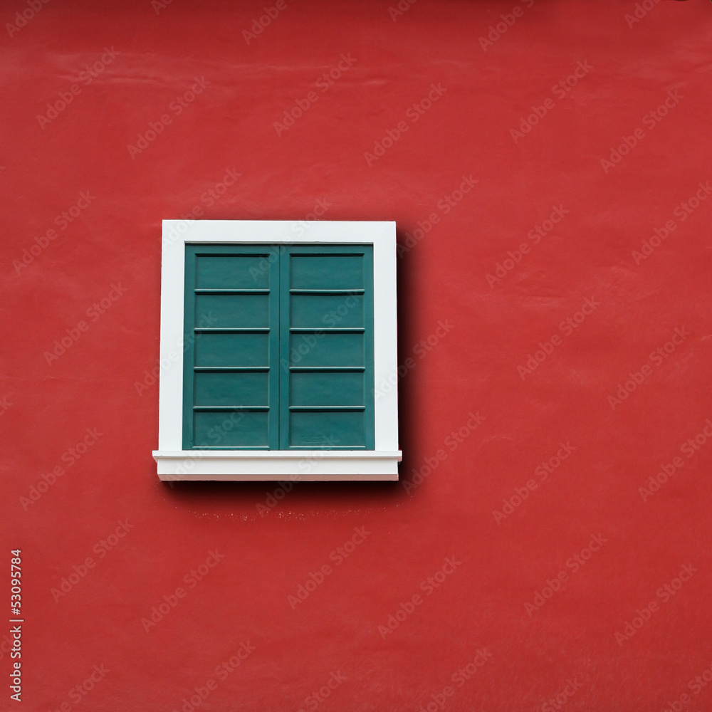window and red wall