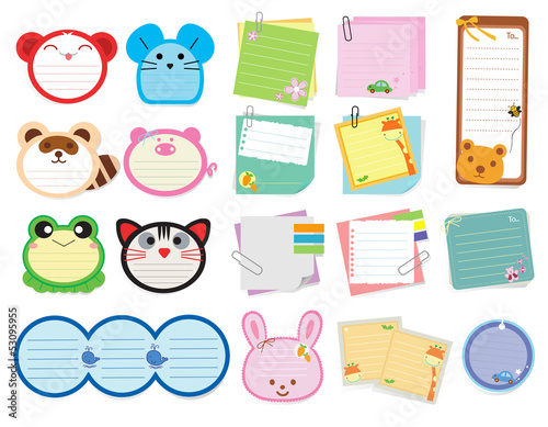 Collection of various note papers, Vector illustration template