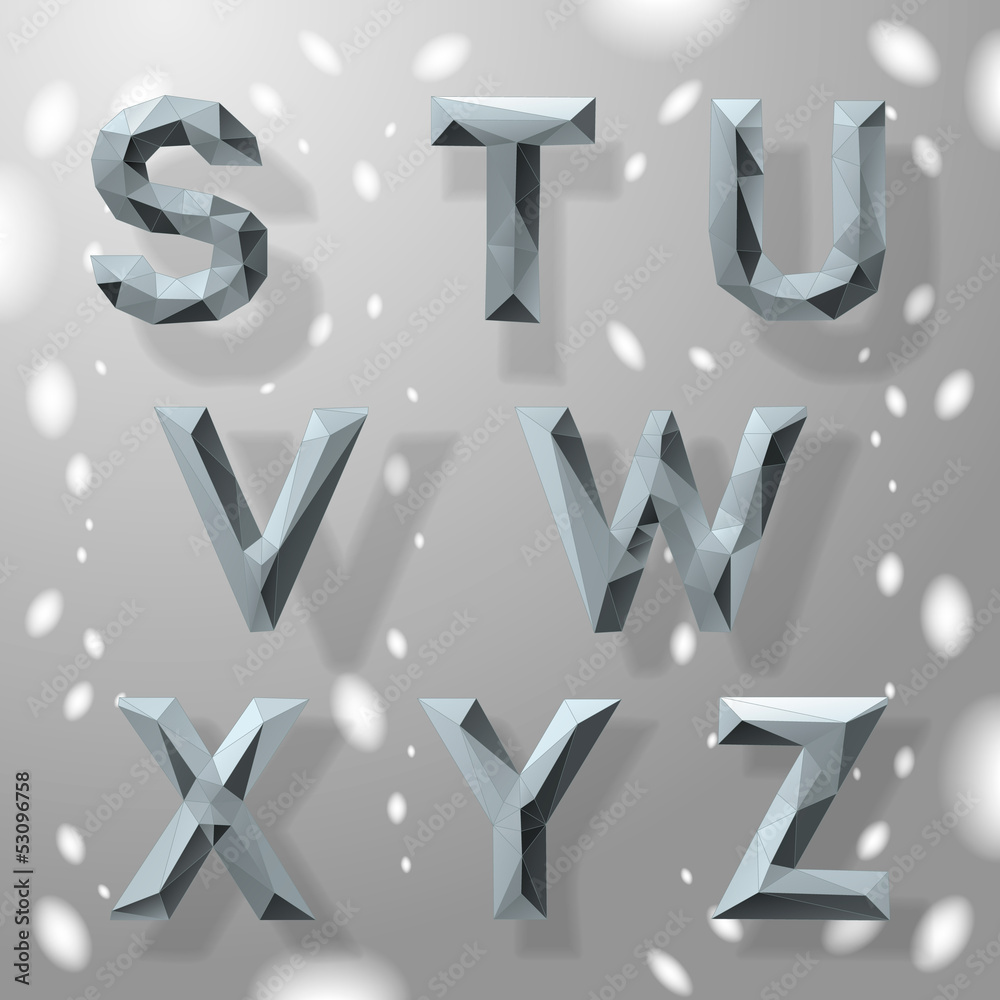 Fototapeta premium Grey fractal geometric alphabet, vector Eps10 Illustration.