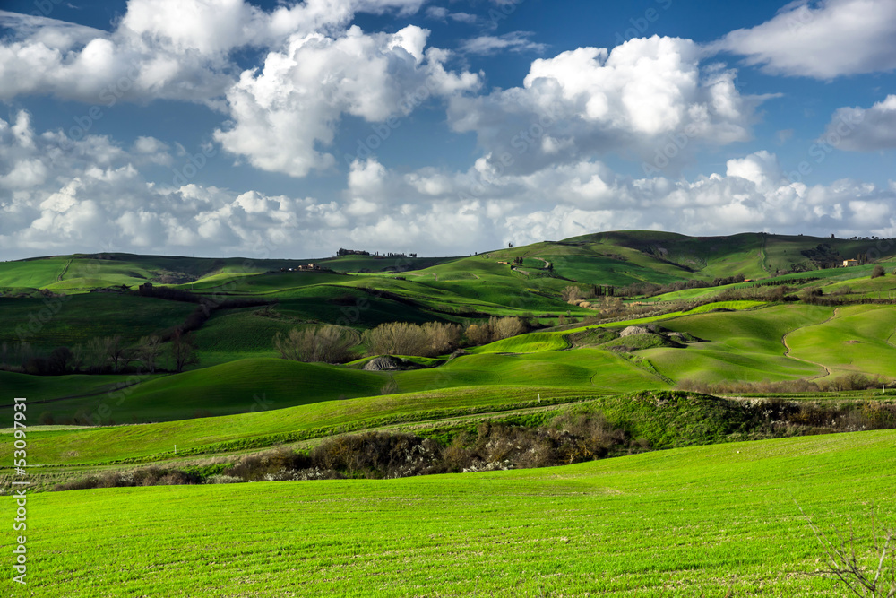 Beautiful green hills in Tuscany