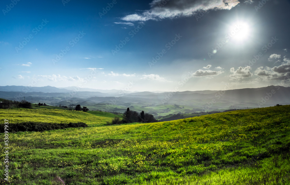 Beautiful green hills in Tuscany