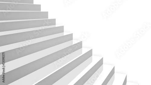 close-up white glossy stairs in diagonal perspective