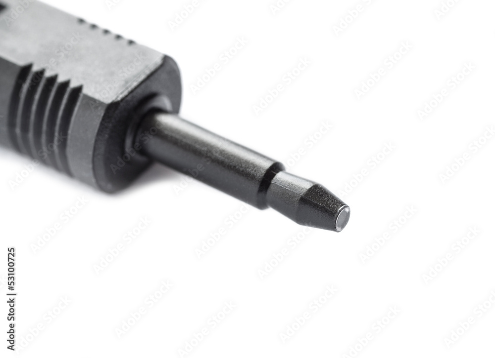 Fiber optic connector on the white background. Fiber optic connector on the white background.