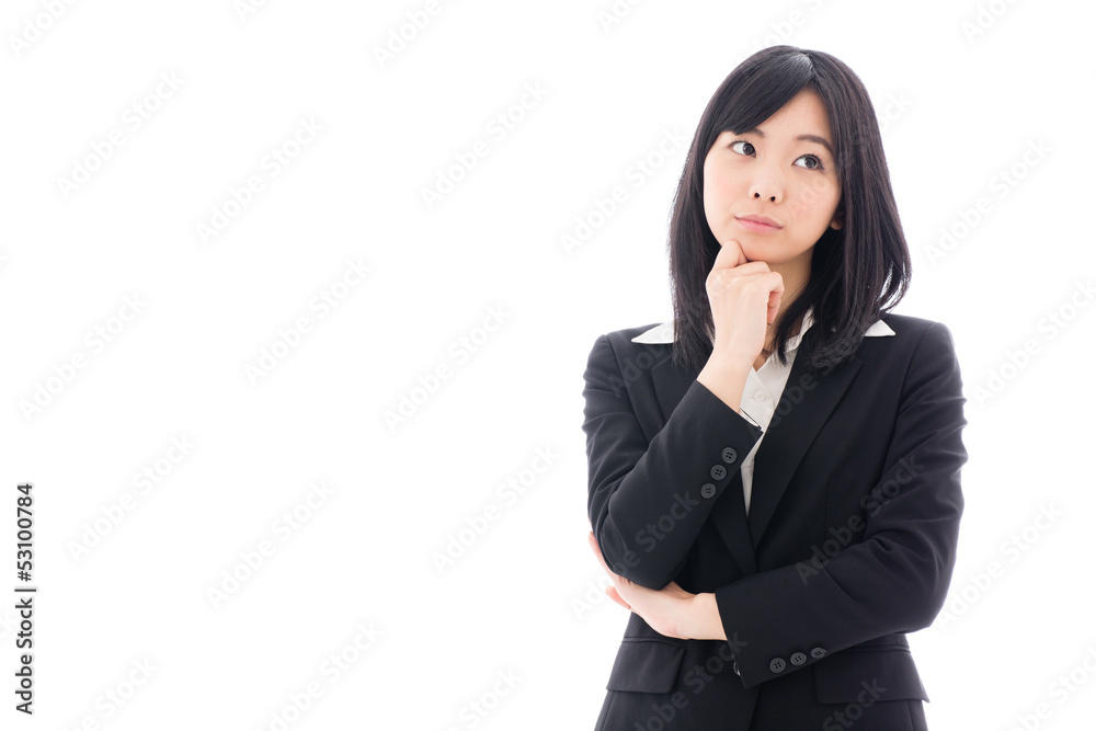 attractive asian businesswoman thinking attractive asian businesswoman thinking