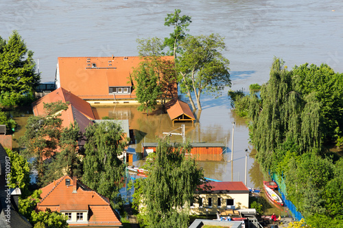 Tela Dresden Blaues Wunder areal during inundation 2013, Elbe 840cm h