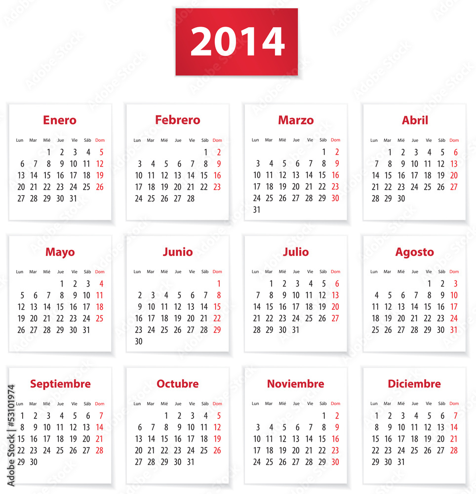 2014 Spanish calendar 2014 Spanish calendar