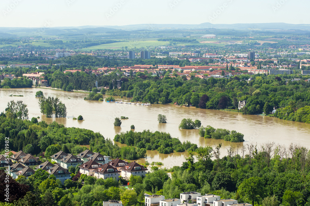 View to the Elbe valley during inundation 2013, Elbe 840cm high