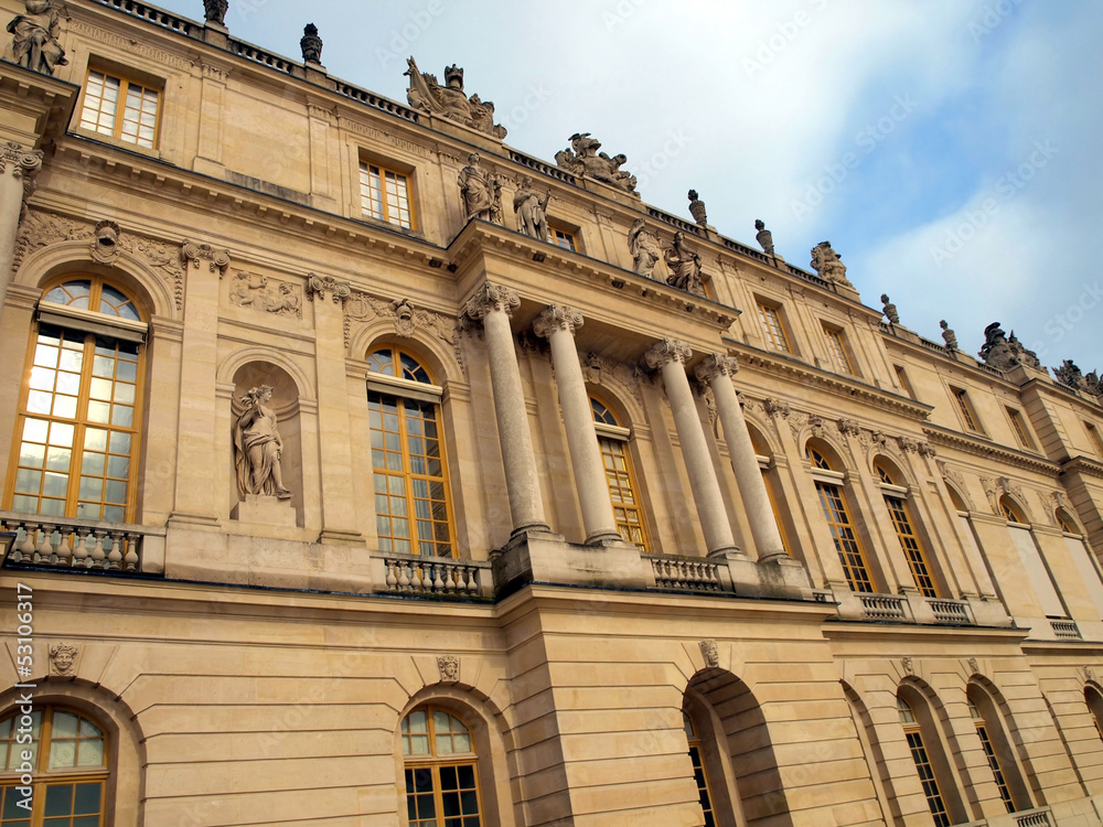 facade of the royal palace at Versailles near Paris