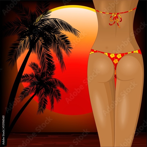 Tanned Girl on Tropical Sunset-Ragazza Abbronzata al Tramonto