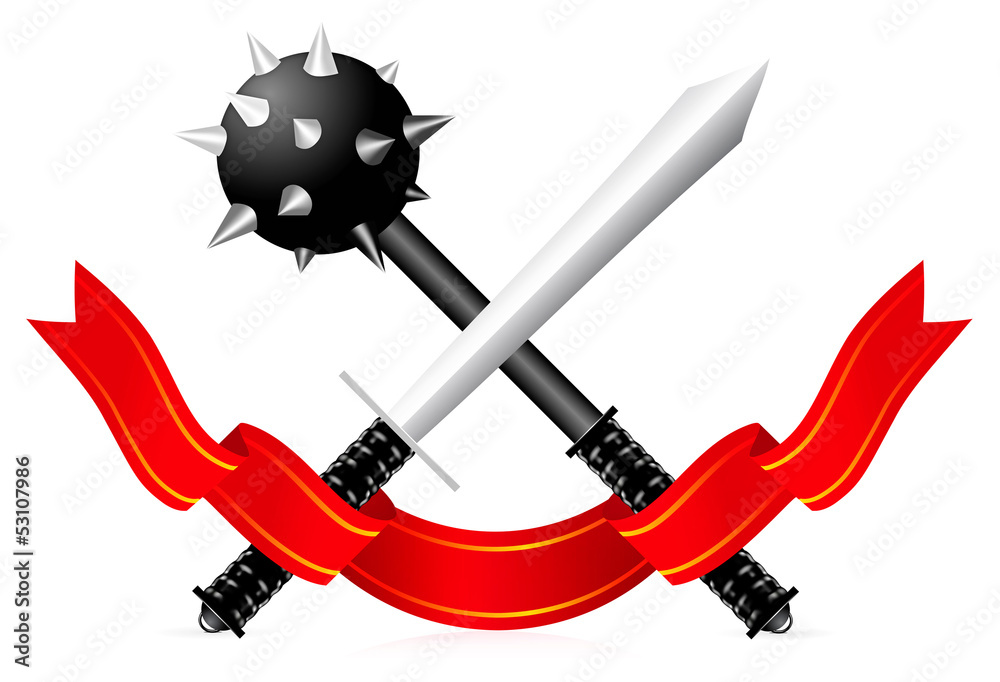 Naklejka premium Sword and Mace illustration