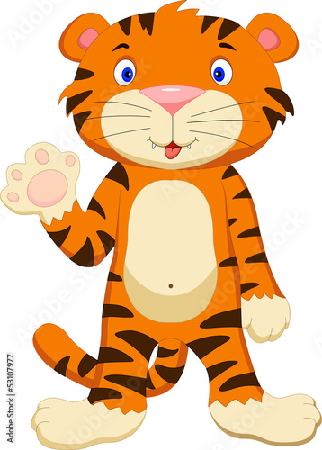 Fototapeta Naklejka Na Ścianę i Meble -  baby tiger cartoon waving
