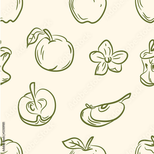 doodle apple set .Seamless pattern