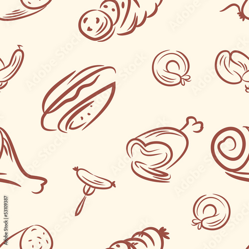seamless pattern . doodle meat set