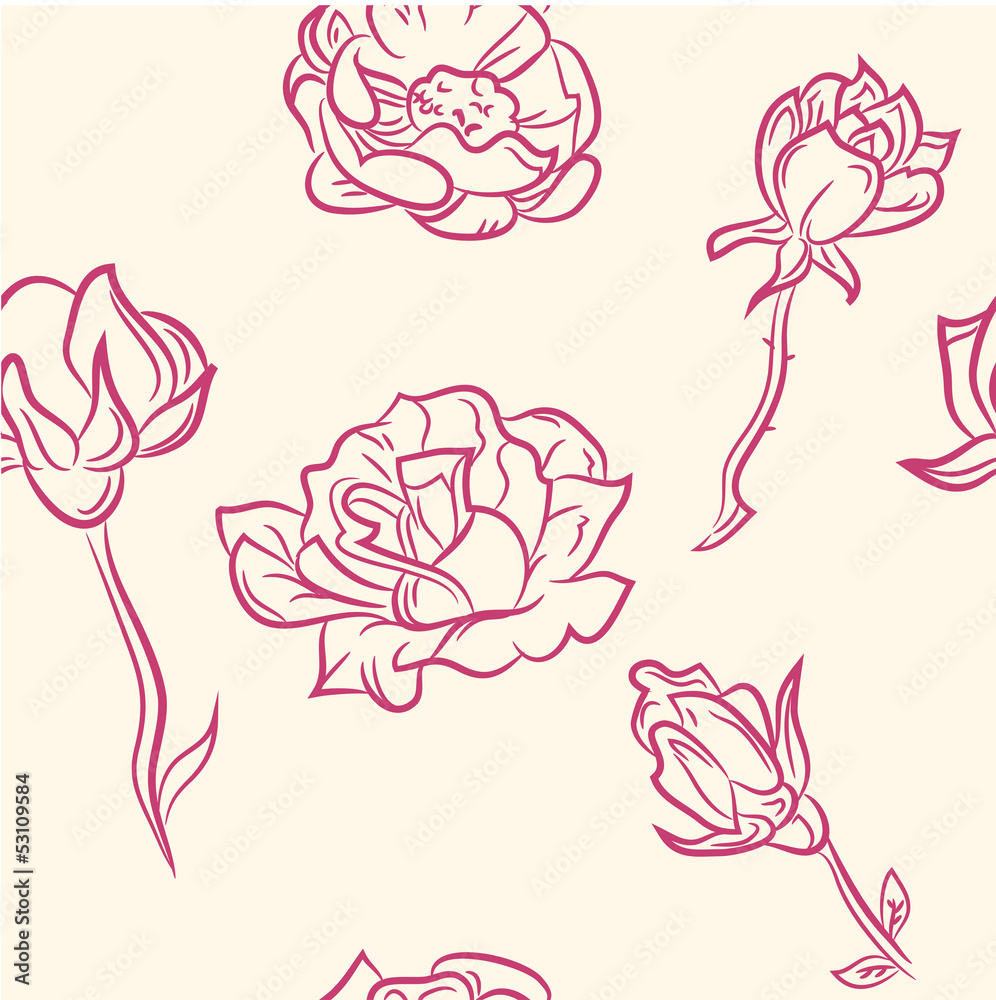 seamless pattern. doodle flower set