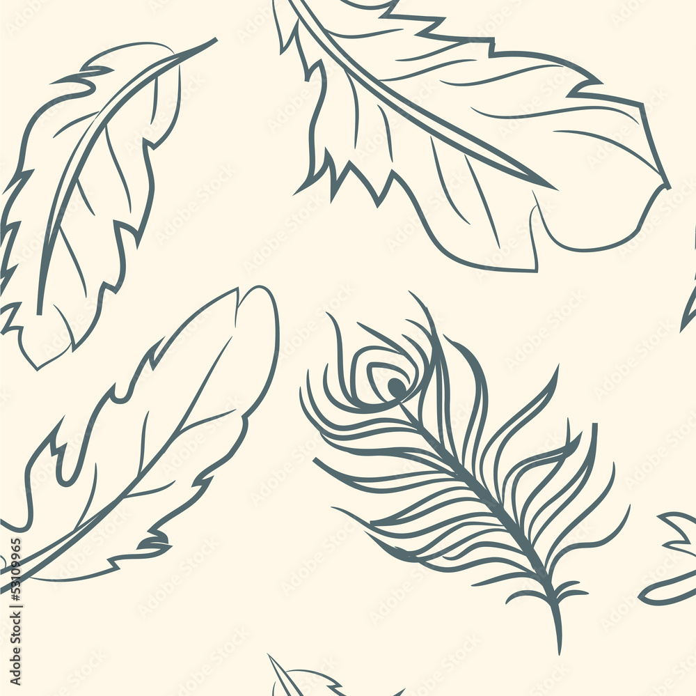 Obraz premium seamless pattern. doodle feather set