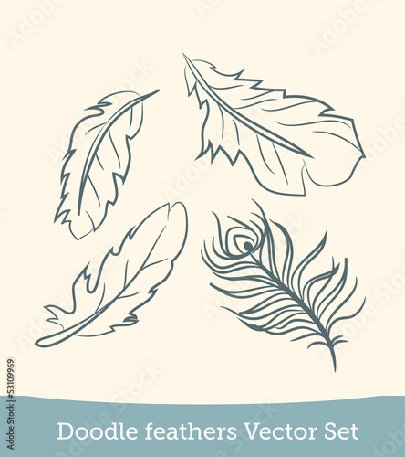 doodle feather set
