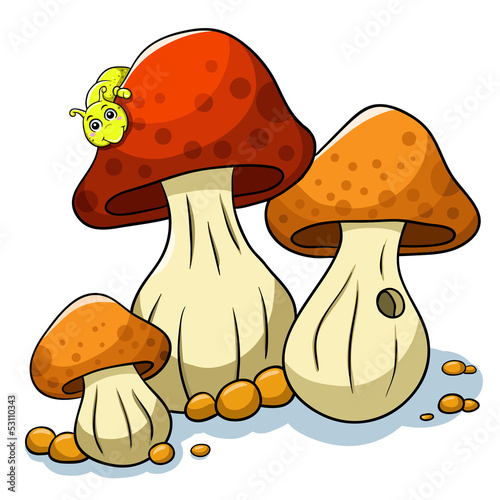 mushroom and caterpillar