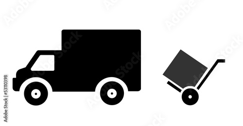 Quadro su tela Camion et un chariot de livraison