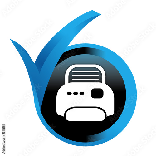 imprimante sur bouton validé bleu