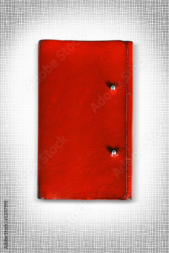 Red leather cover of diary