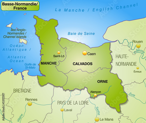  Karte der Region Basse-Normandie mit Departements