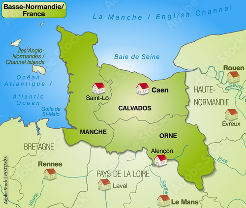  Karte der Region Basse-Normandie mit Departements