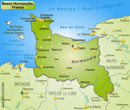  Karte der Region Basse-Normandie in Frankreich