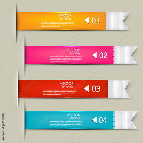 Set of bookmarks, stickers, labels, tags. Numbered banners. Vect