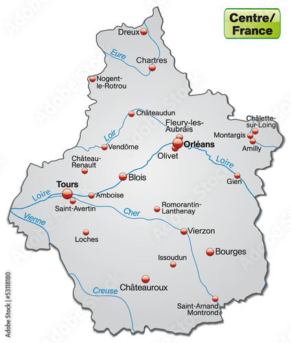 Inselkarte der Region Centre in Frankreich