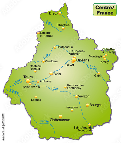 Inselkarte der Region Centre in Frankreich