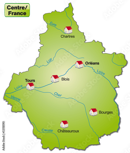 Inselkarte der Region Centre in Frankreich