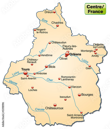 Inselkarte der Region Centre in Frankreich