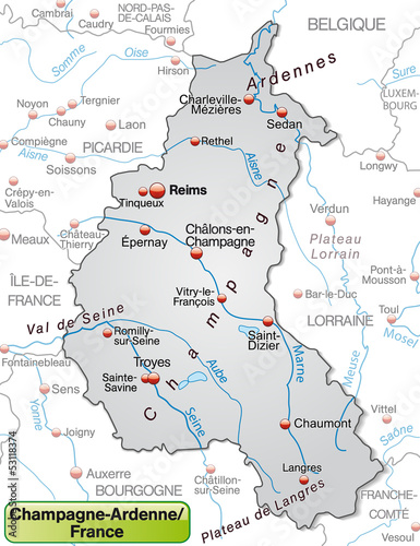 Karte von Champagne-Ardenne mit Umland