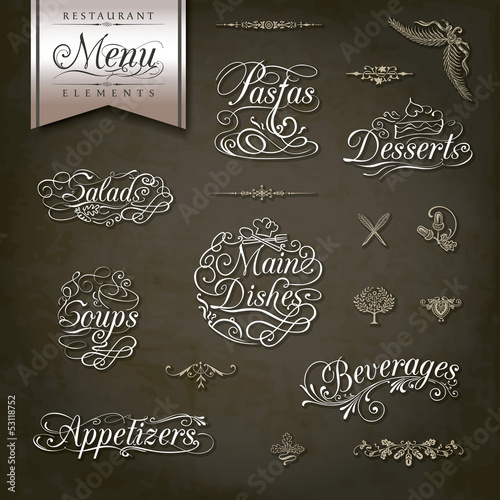 Vintage style restaurant menu designs