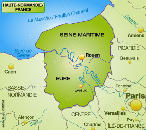 Karte von Haute-Normandie mit Departements