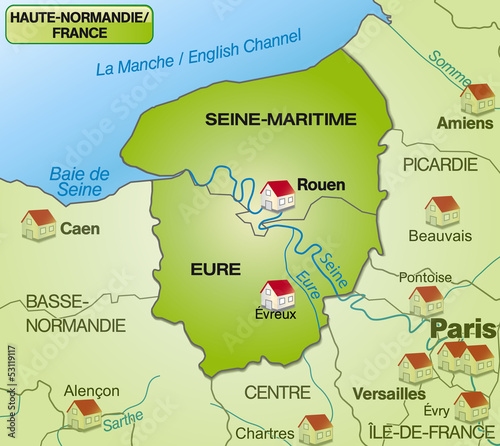 Karte von Haute-Normandie mit Departements
