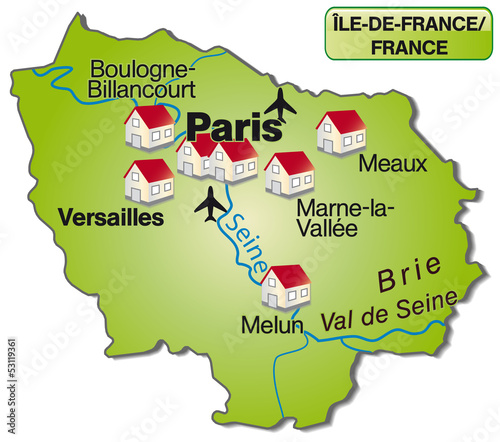 Inselkarte der Region Île-de-France in Frankreich
