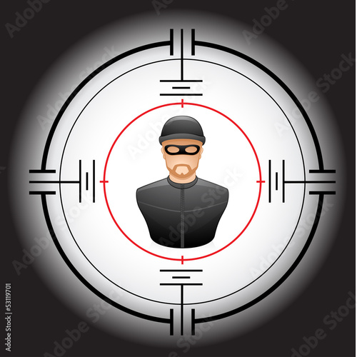 vector illustration of a thief in a target