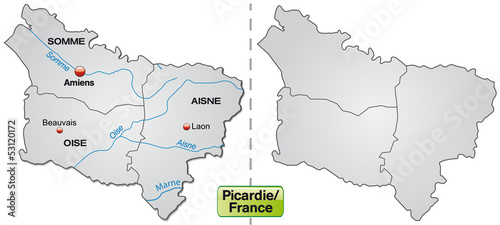 Karte der Region Picardie mit Departements