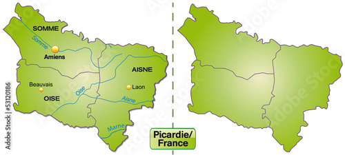 Karte der Region Picardie mit Departements