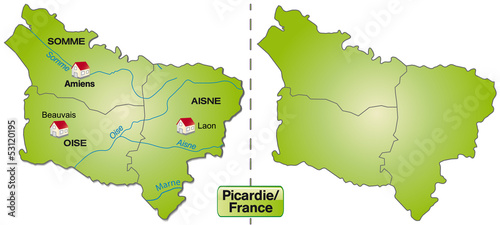 Karte der Region Picardie mit Departements